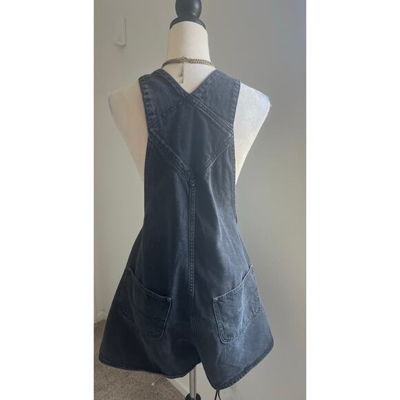 Old Navy Cotton Slouchy Straight Non-Stretch Black Jean Short Overalls Sz XXL - Picture 6 of 8